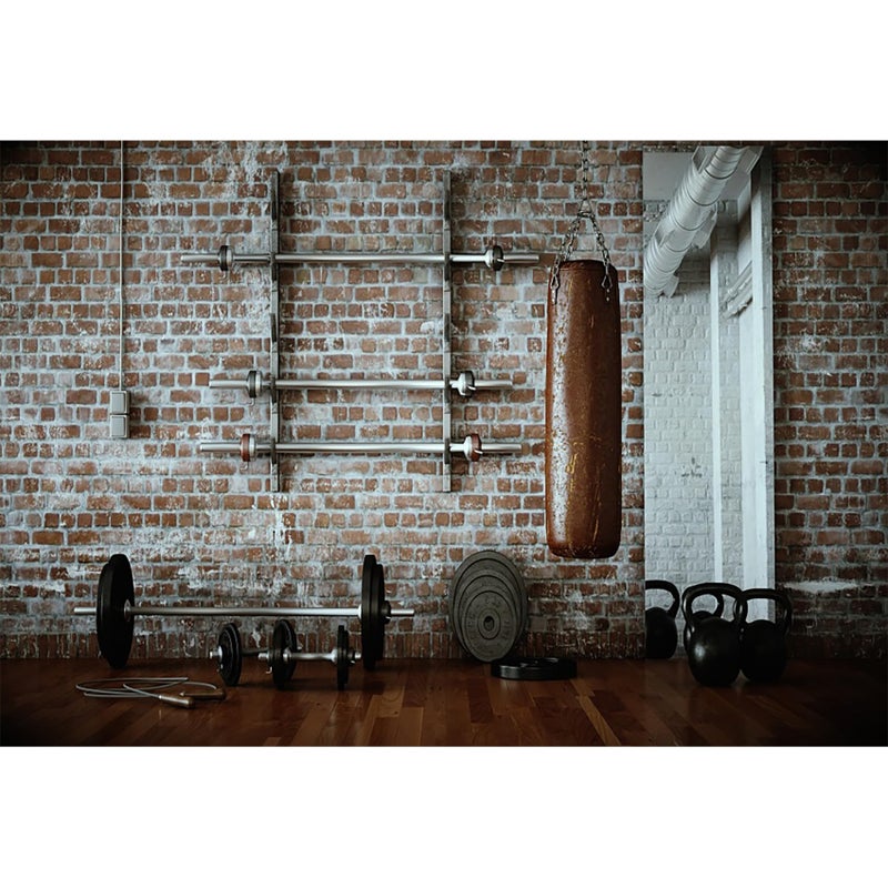 AOFOTO 7x5ft Gym Dumbbell Backdrop Indoor Sports Fitness Room Photography Background Muscle Training Wellness Physique Physical Exercise Sandbag Photo Studio Props Adult Artistic Portrait Wallpaper - Image 1